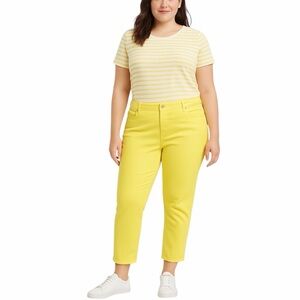 Talbots Slim Ankle Jean Mid Rise Sunny Yellow Stretch Denim Women’s Size 18W